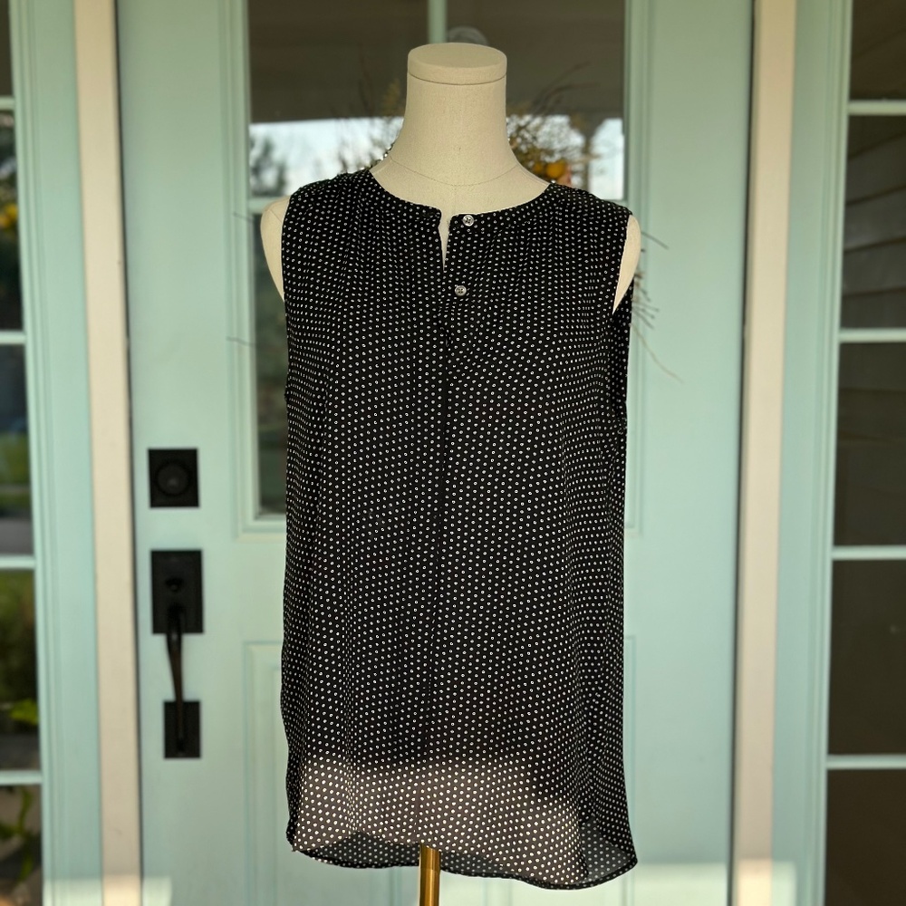 Black with White Dot Sheer Tank Size Medium